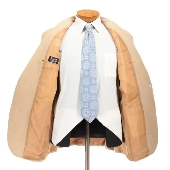 Kiton Sport Coat Size 54R 44R US in Tan & Cream Herringbone 100% Guanaco - Picture 5 of 8
